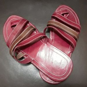 Sandales en cuir, Couleur FEU